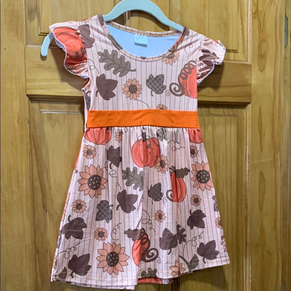 2 fall Floral Pumpkin Kids Dress - Orange and Brown NWOT